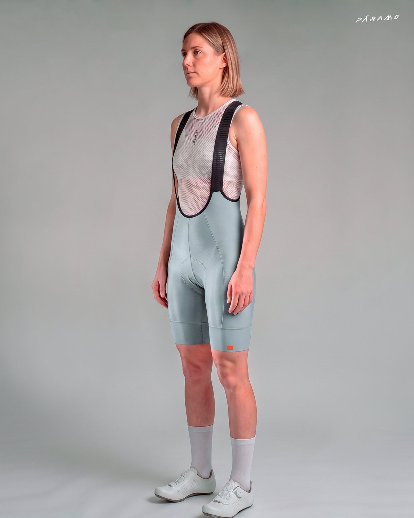 Pantaloneta bib EPIC PRO 2.0 Mujer gris niebla ciclismo 9+ horas