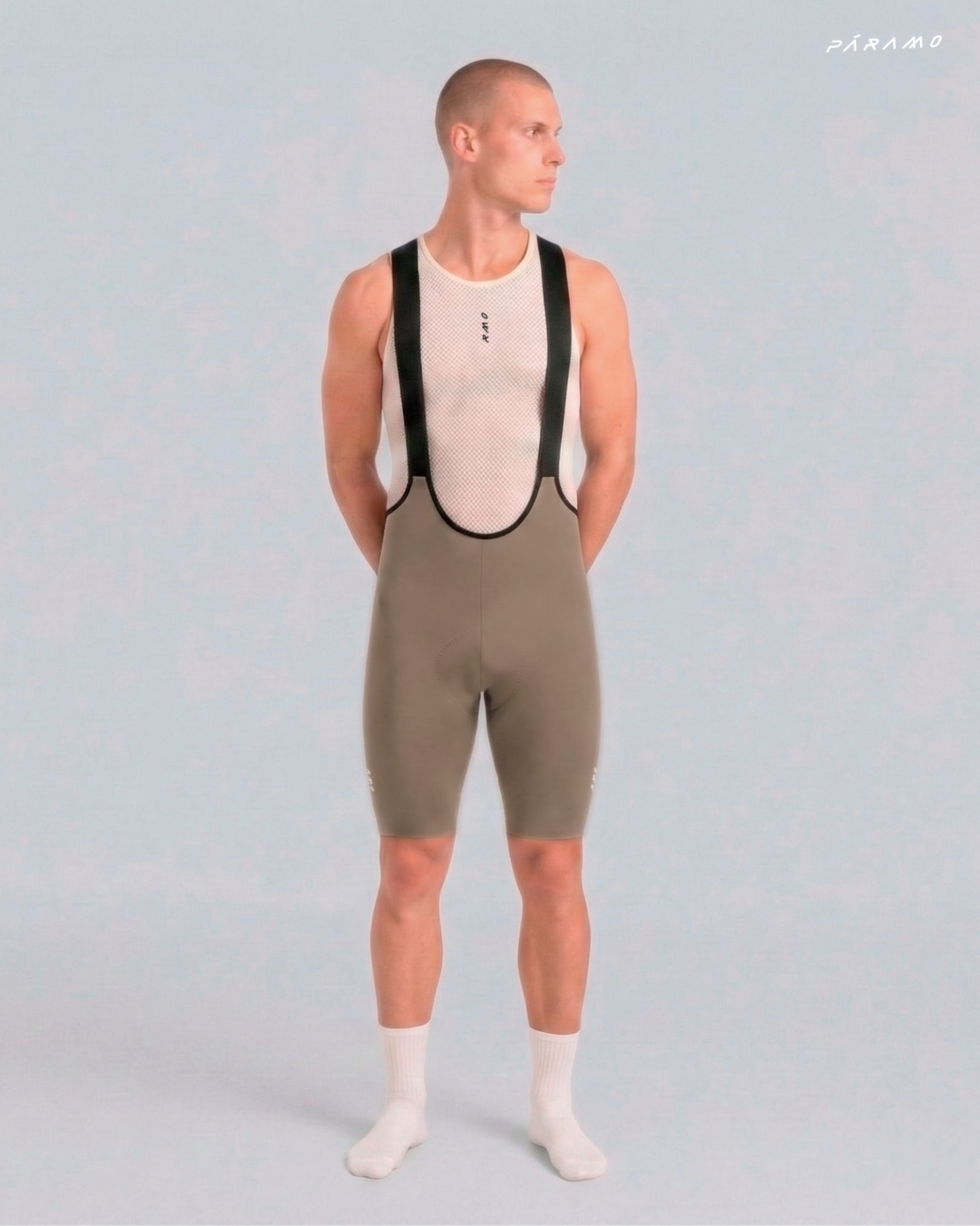 Pantaloneta bib short ZERO 2.0 TAUPE ciclismo hombre 8 horas sin costuras