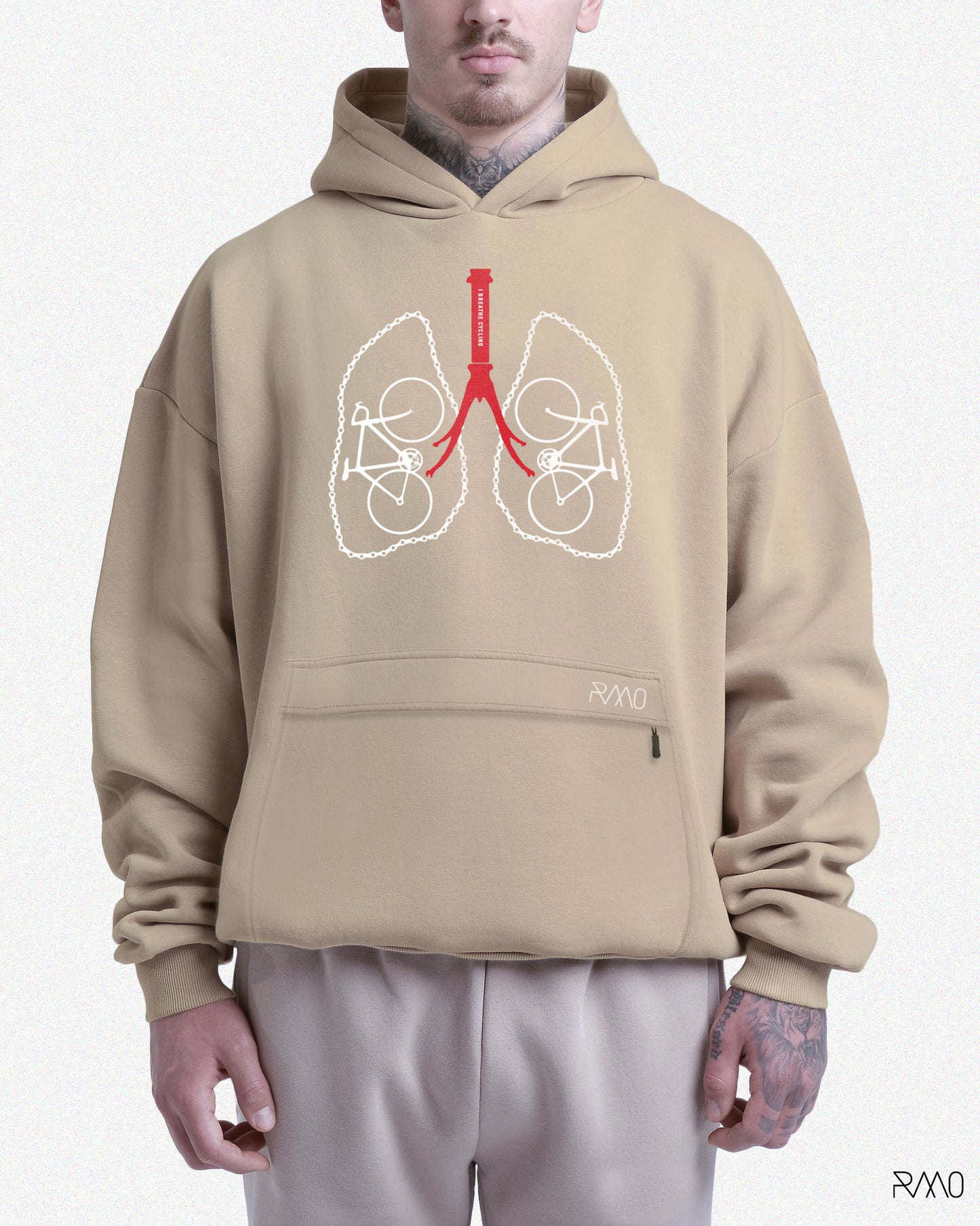 HOODIE / BUZO OVERSIZE BEIGE BREATHE UNISEX