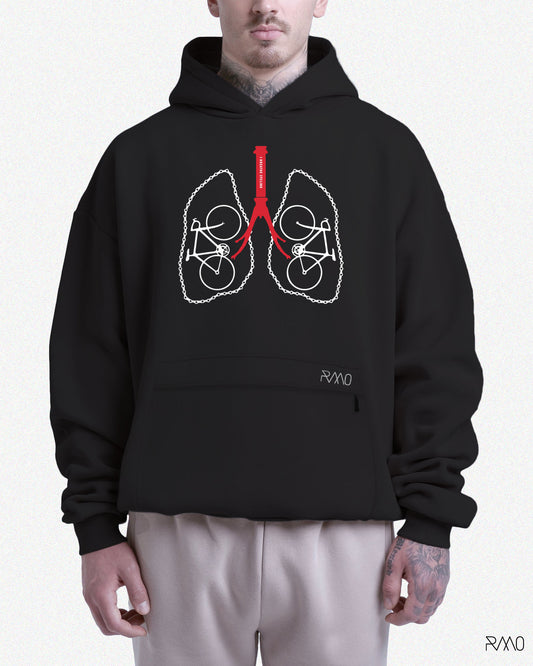 HOODIE / BUZO OVERSIZE NEGRO BREATHE UNISEX