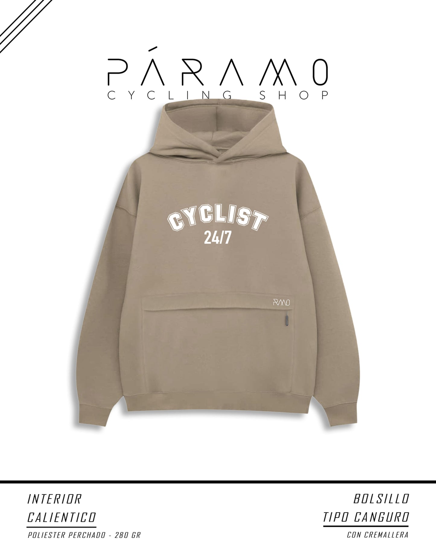 HOODIE / BUZO OVERSIZE BEIGE CYCLIST 24/7 UNISEX