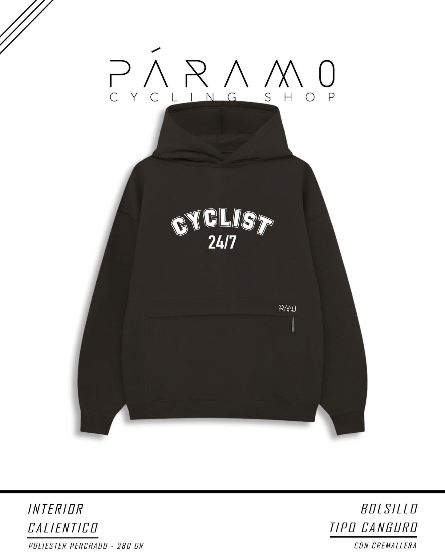 HOODIE / BUZO OVERSIZE NEGRO CYCLIST 24/7 UNISEX