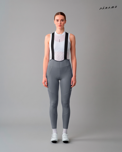 Pantalon bib EPIC CARGO 2.0  GRIS CLARO ciclismo mujer 8 horas