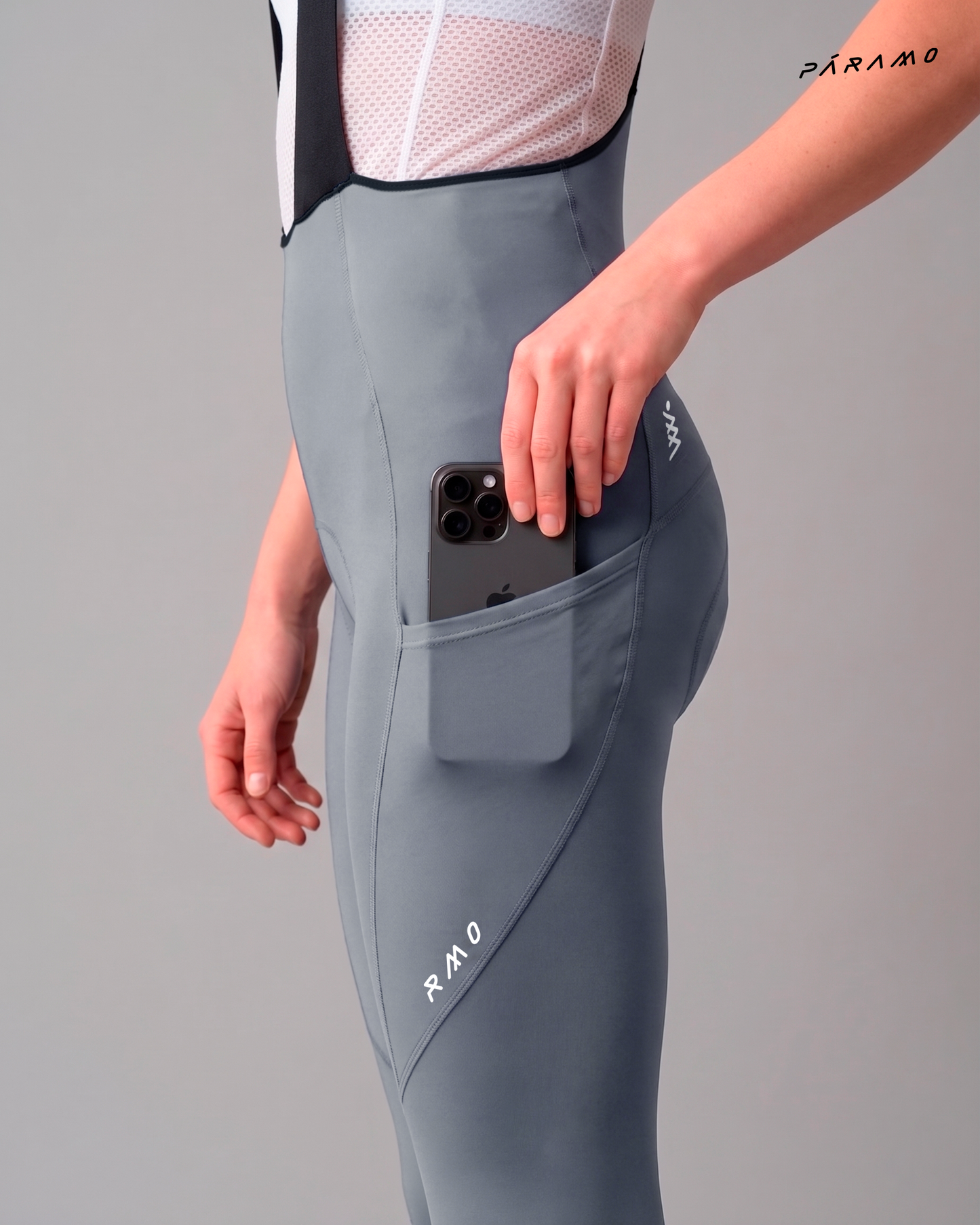 Pantalon bib EPIC CARGO 2.0  GRIS CLARO ciclismo mujer 8 horas