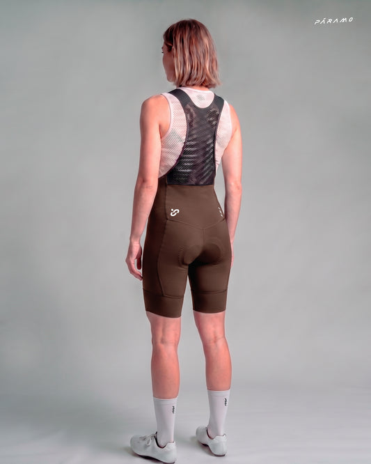 Pantaloneta bib EPIC PRO 2.0 Mujer Marron ciclismo 9+ horas