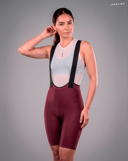 Pantaloneta Mujer QR bib short  3.0 VINO  ciclismo 6-8 horas