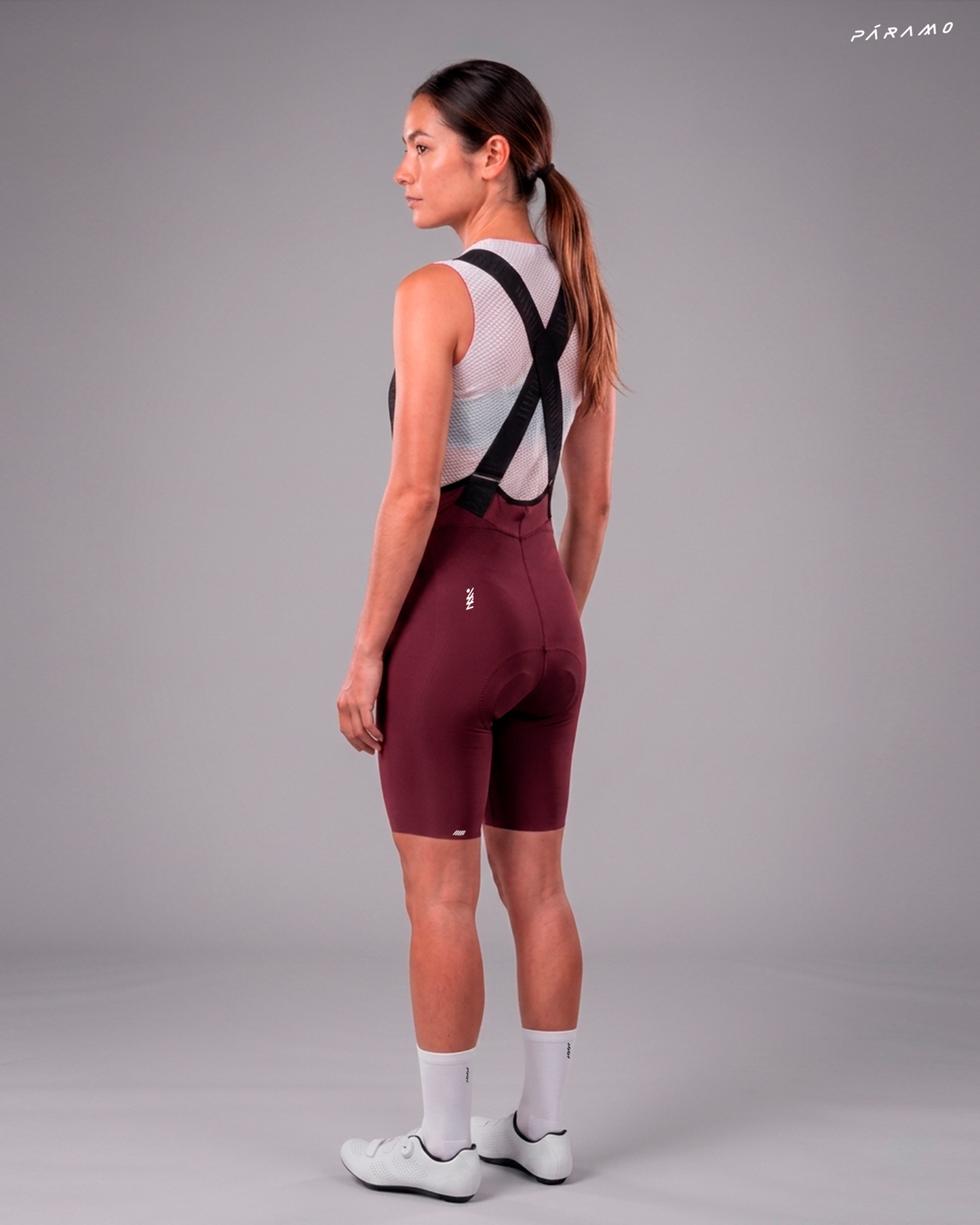 Pantaloneta Mujer QR bib short  3.0 VINO  ciclismo 6-8 horas