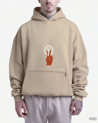 HOODIE / BUZO OVERSIZE BEIGE PEACE UNISEX