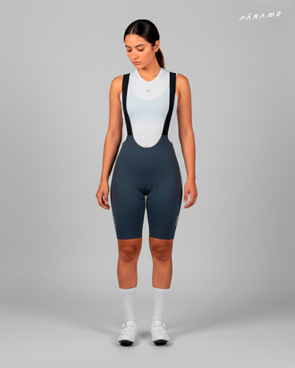 Pantaloneta Mujer QR bib short gris cobalto ciclismo 2.0