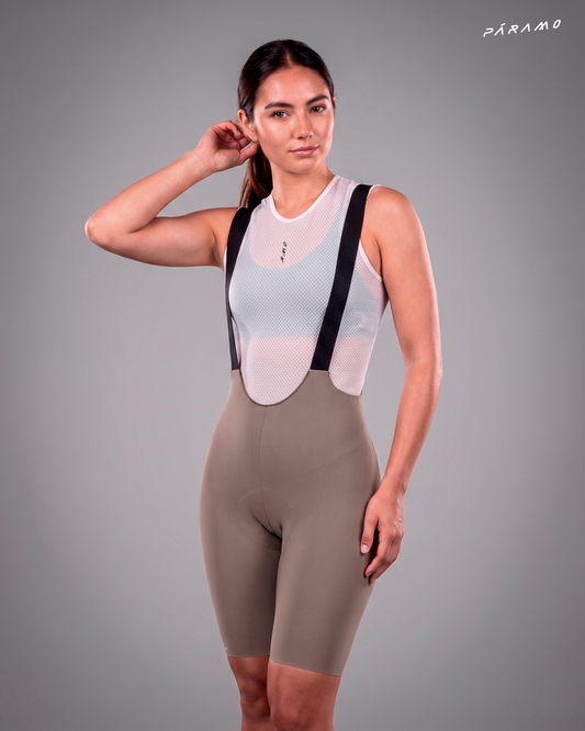 Pantaloneta Mujer QR bib short TAUPE ciclismo 2.0