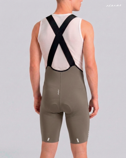 Pantaloneta bib short ZERO 2.0 TAUPE ciclismo hombre 8 horas sin costuras