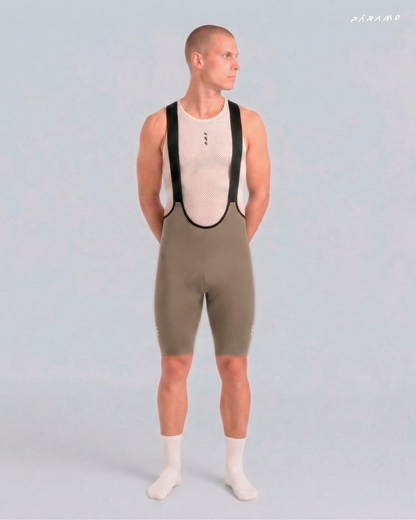 Pantaloneta bib short ZERO 2.0 TAUPE ciclismo hombre 8 horas sin costuras