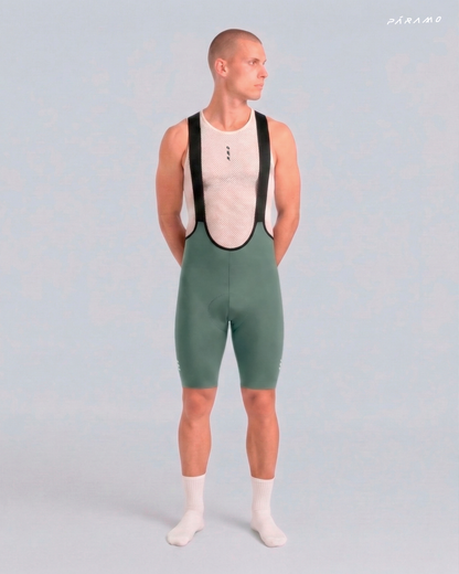 Pantaloneta bib short ZERO 2.0 VERDE ARAUCO ciclismo hombre 8 horas sin costuras